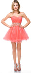 Main image of Strapless Beaded Waist Short Tulle Party Prom Dress