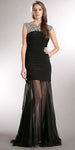 Main image of Beaded Neckline Pleated Bodice Long Prom Pageant Dress
