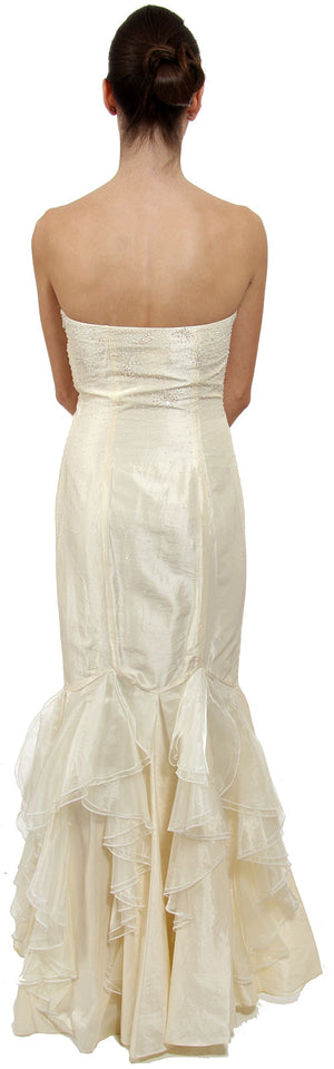 Back image of Strapless Beaded Mermaid Style Formal Wedding Dress