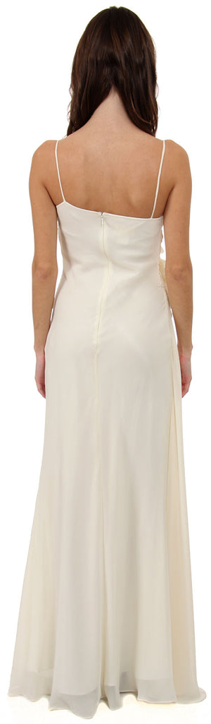 Image of Asymmetric Top Floral And Sheered Formal  dress back in Ivory