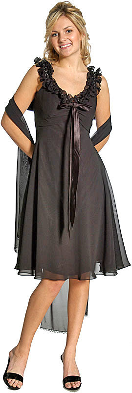 Image of Ruffled Short Cocktail Prom Dress in Black
