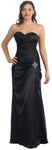 Main image of Strapless Pleated Long Bridesmaid Dress With Brooch Accent