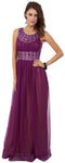 Main image of Round Neck Empire Cut Sequined Floor Length Prom Dress