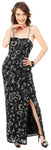 Main image of Strapless Sequins & Rhinestones Long Formal Dress With Slit