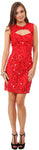 Main image of Keyhole Neck & Back Short Sequined Party Prom Dress