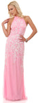 Main image of Halter Neck Keyhole Back Sequined Long Formal Prom Dress