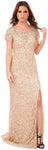 Main image of Short Sleeves Cutout Back Long Sequined Formal Prom Dress