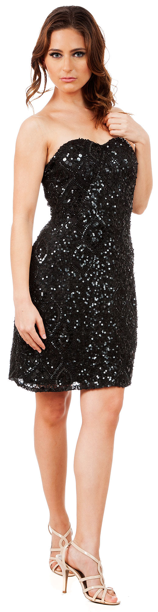 Main image of Strapless Beaded Short Formal Prom Homecoming Dress