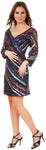 Main image of V-neck Diagonal Sequins Pattern Party Prom Dress