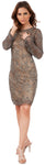 Main image of Heavily Beaded Full Sleeves Formal Prom Party Dress