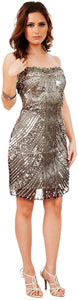 Main image of Strapless Short Sequined Homecoming Party Prom Dress