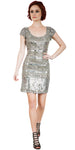 Main image of Fully Sequined Short Sleeves Prom Homecoming Dress