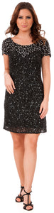Main image of Short Sequins Homecoming Prom Dress With Keyhole Back