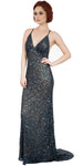 Main image of Spaghetti Straps V-neck Sequins Long Formal Prom Dress