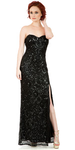 Image of Strapless Sweetheart Sequins Long Formal Prom Dress in Black