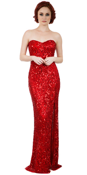 Image of Strapless Sweetheart Sequins Long Formal Prom Dress in an alternative image