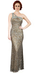 Main image of One Shoulder Sparkling Beads & Sequins Long Prom Dress