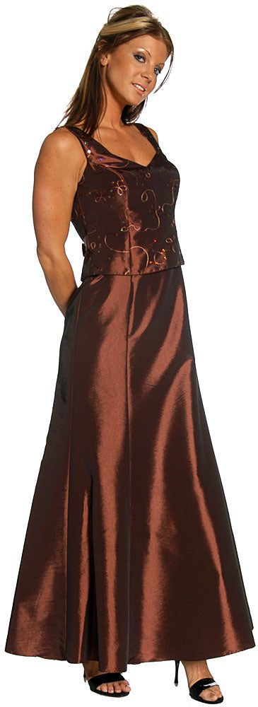 Main image of Embroidered Bodice V-neck Formal Evening Dress