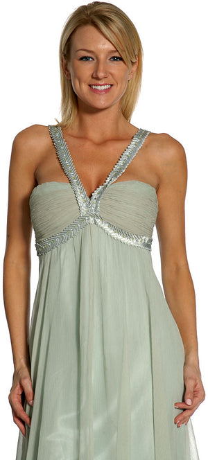 Image of Tea Length Decorative Straps Formal Cocktail Dress in closeup