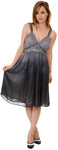 Main image of V-neck Two Tone Beaded Knee Length Formal Party Dress