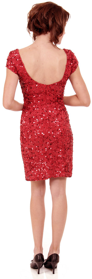 Image of Fully Sequin Beaded Short Prom Dress back in Red/Black