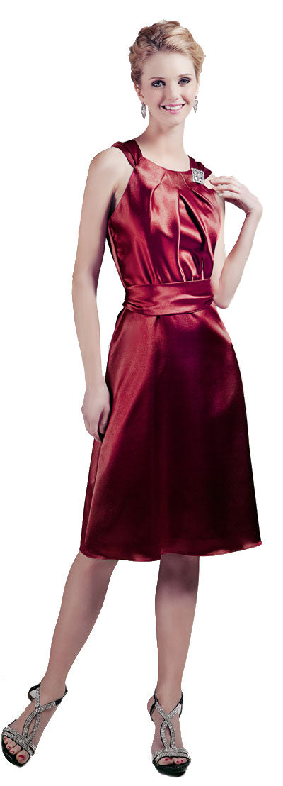 Main image of Short High Neckline Satin Party Dress