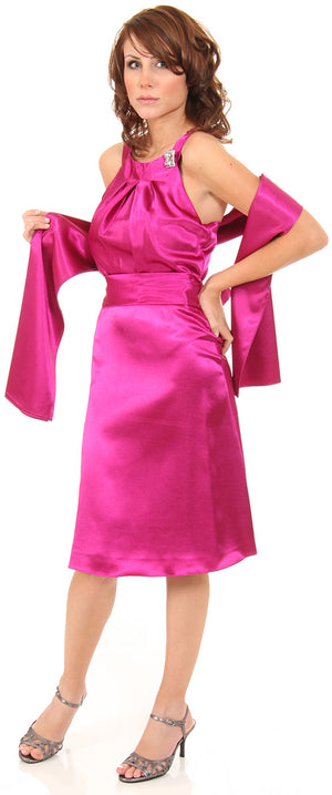 Short High Neckline Satin Party Dress