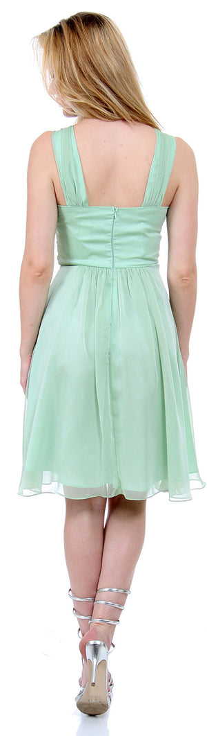 Back image of Empire Cut Shirred Knee Length Bridesmaid Party Dress