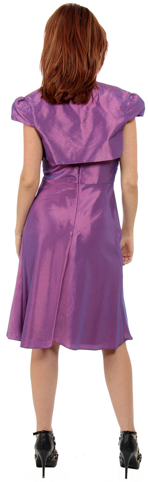 Back image of Embellished Neckline Formal Knee Length Dress With Jacket