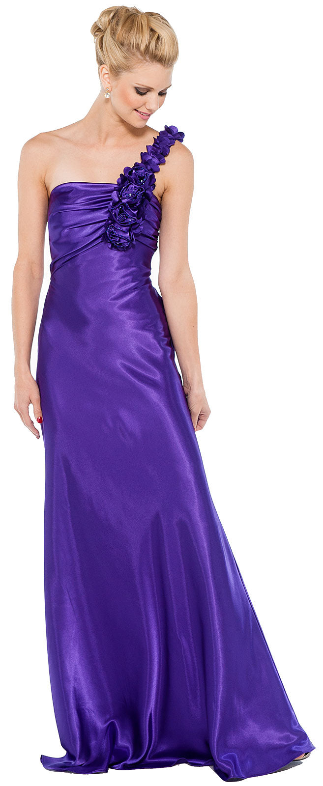 Main image of Floral One Shoulder Full Length Formal Bridesmaid Dress