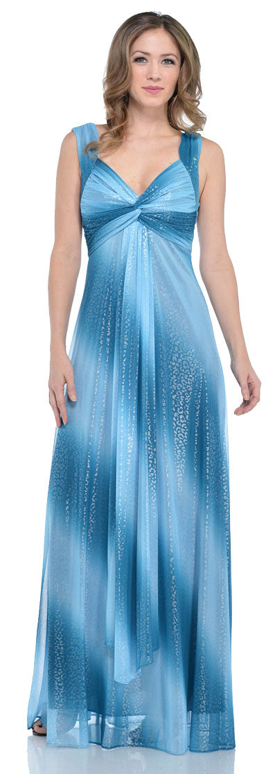 Main image of Long Formal Ombre Dress With Metallic Animal Foiling 