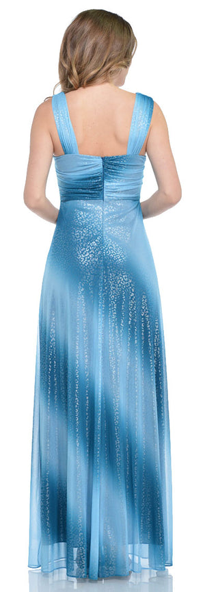 Back image of Long Formal Ombre Dress With Metallic Animal Foiling 