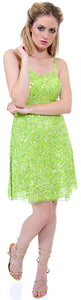 Main image of Short Sequin Spaghetti Strapped Party Dress