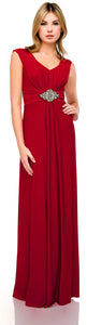 Main image of V-neck Cap Sleeves Empire Cut Long Formal Dress