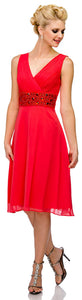 Main image of V-neck Knee Length Formal Party Dress With Pleating 