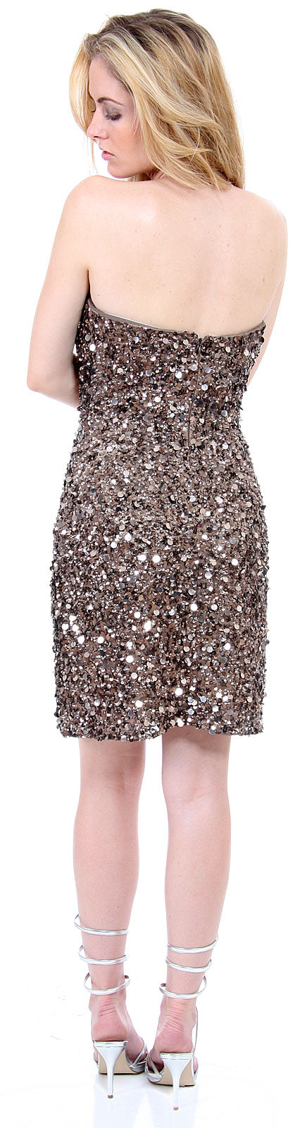 Back image of Strapless Heart-shaped Formal Sequined Dress