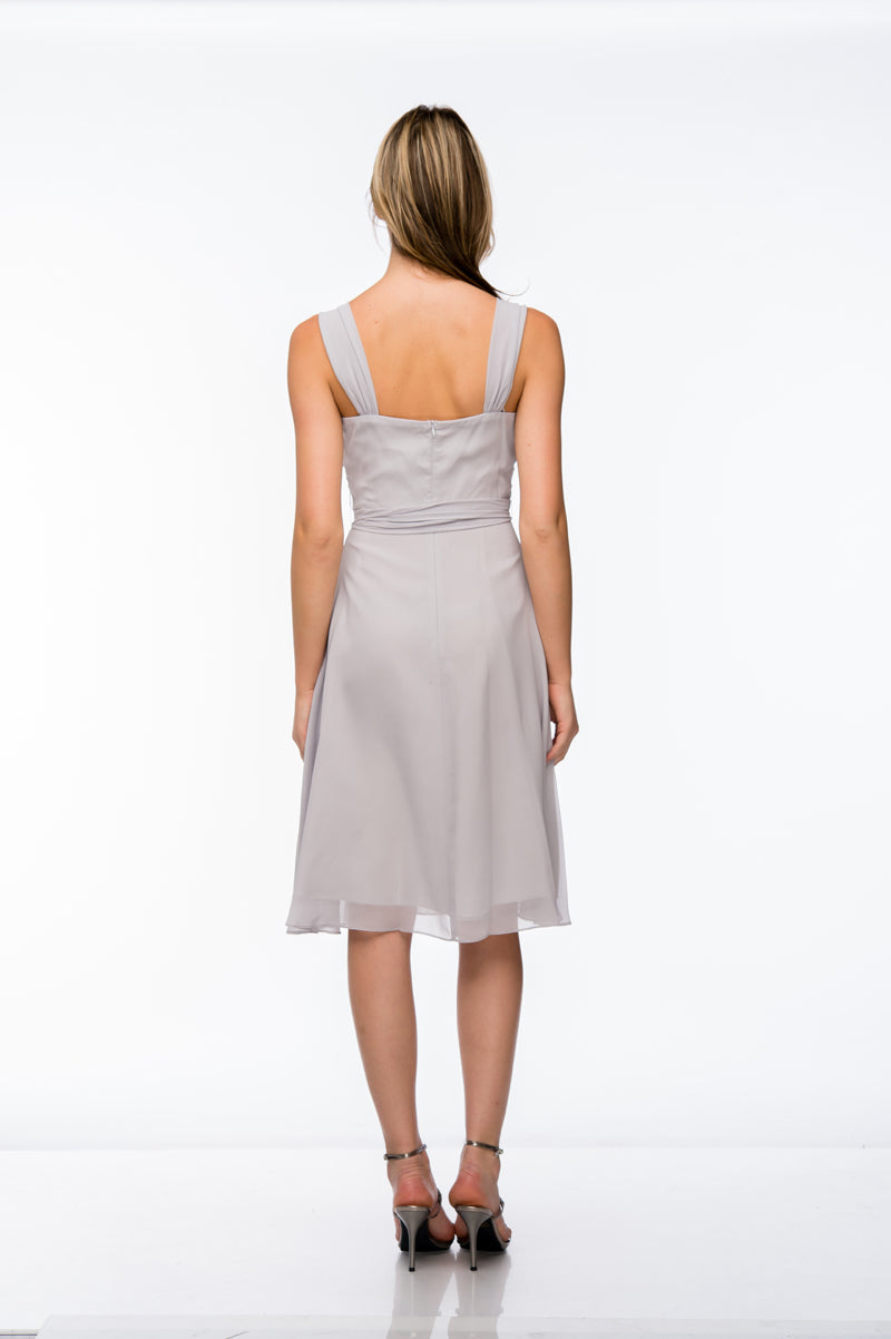 Back image of Cowl Neck Knee Length Bridesmaid Party Dress 