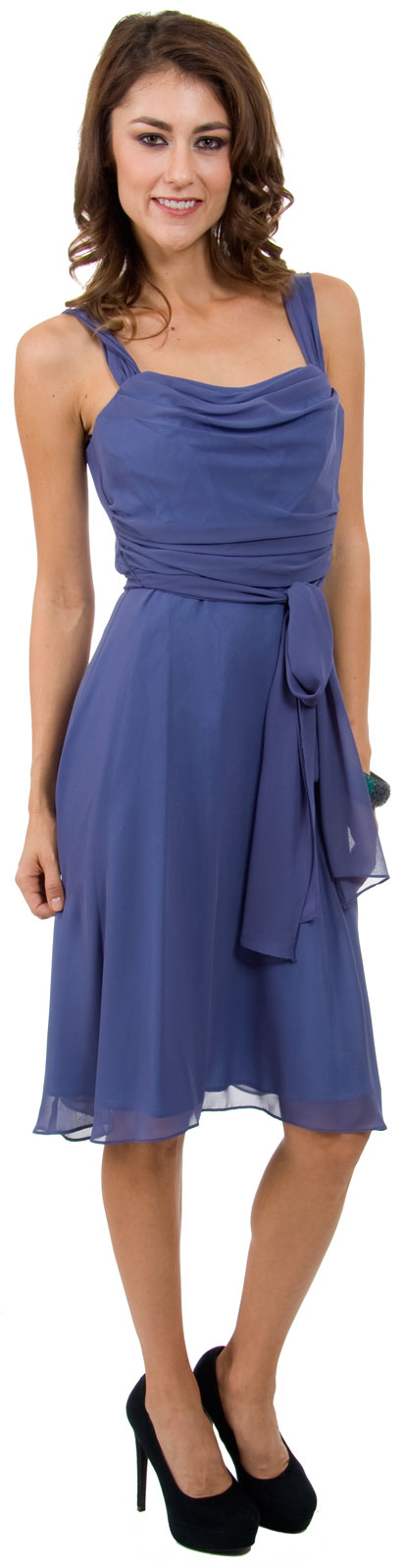 Image of Cowl Neck Knee Length Bridesmaid Party Dress  in an alternative picture