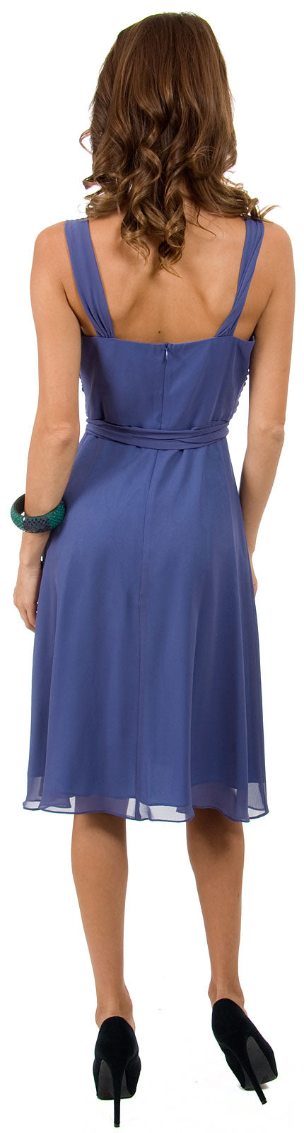 Image of Cowl Neck Knee Length Bridesmaid Party Dress  back
