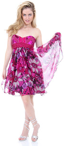 Main image of Strapless Floral Print Short Homecoming Party Dress