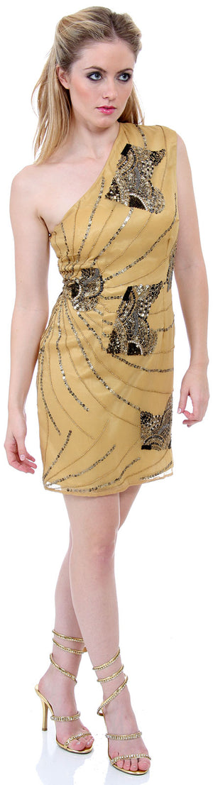 Image of One-shoulder Sequined Formal Dress in alternative image