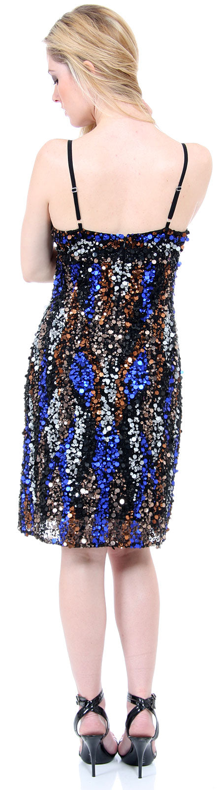Back image of Fully Sequined Spaghetti Strap Party Dress