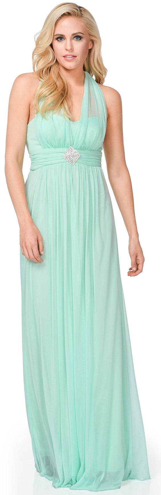 Main image of Halter Neck Empire Waist Long Formal Bridesmaid Dress