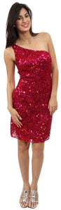 Main image of Hand Beaded And Sequined One Shoulder Short Dress