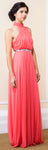 Main image of High Halter Neck Long Formal Bridesmaid Dress With Keyhole