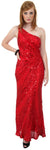 Main image of Single Shoulder Stripe Sequined Formal Evening Dress