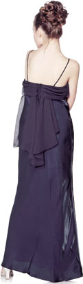 Back image of Valance Style Flared Long Formal Dress