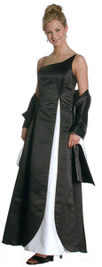 Image of Rhinestones With White Insert A-line Formal Dress in Black/White color