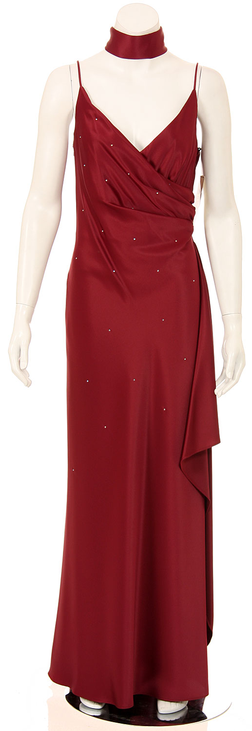 Main image of Spaghetti Full Length Dress With Bust Overlay