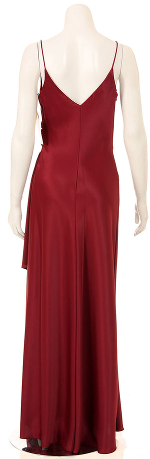Back image of Spaghetti Full Length Dress With Bust Overlay